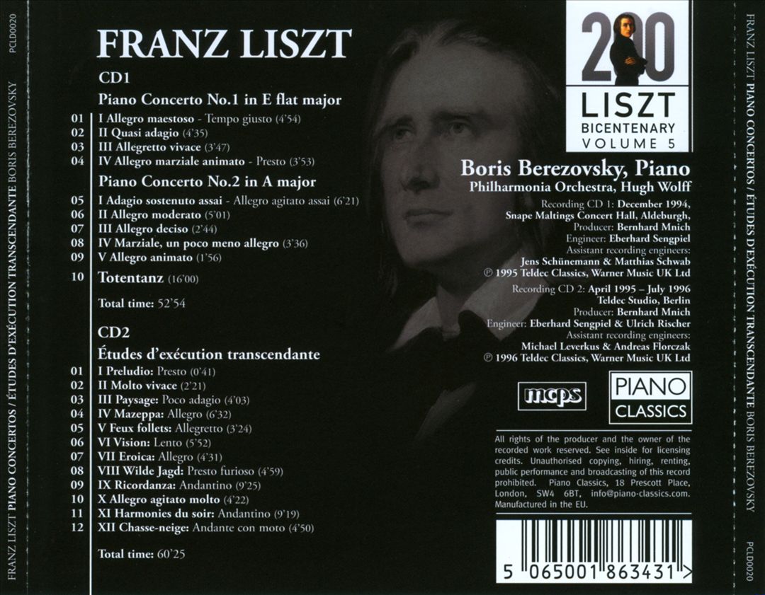 Liszt Bicentary Edition, Vol. 5: Boris Berezovsky cover art