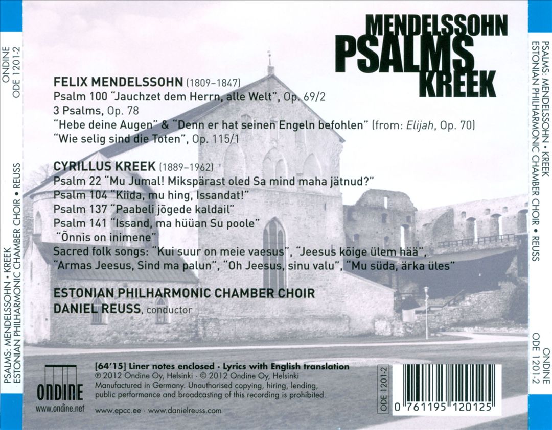 Mendelssohn, Kreek: Psalms cover art