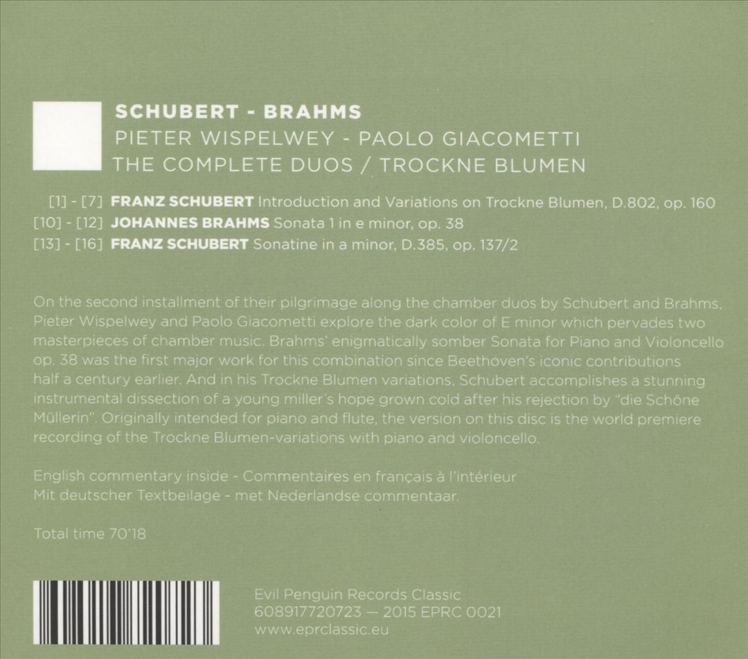 Schubert, Brahms: The Complete Duos - Trockne Blumen cover art