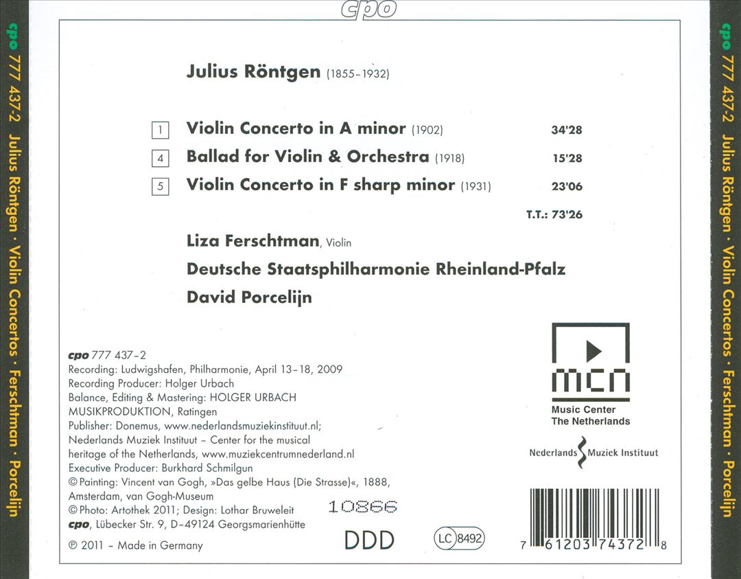 Julius Röntgen: The Violin Concertos cover art
