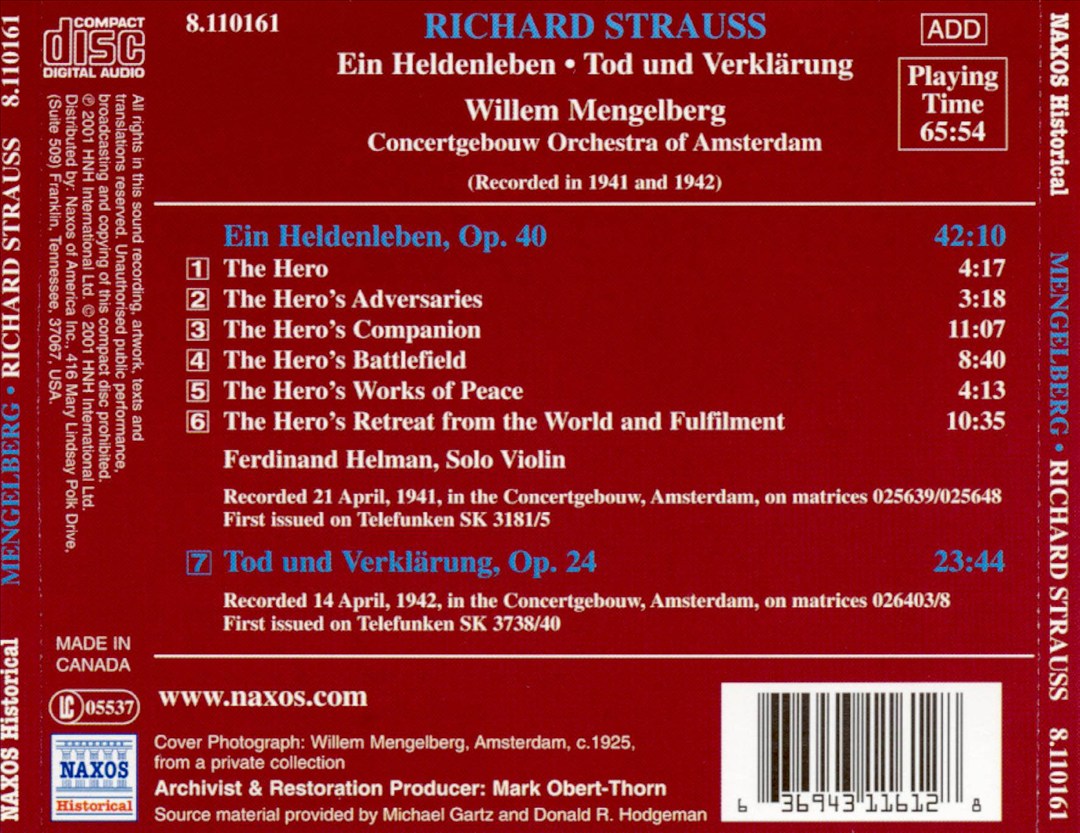 Richard Strauss: Ein Heldenleben; Tod und Verklärung cover art
