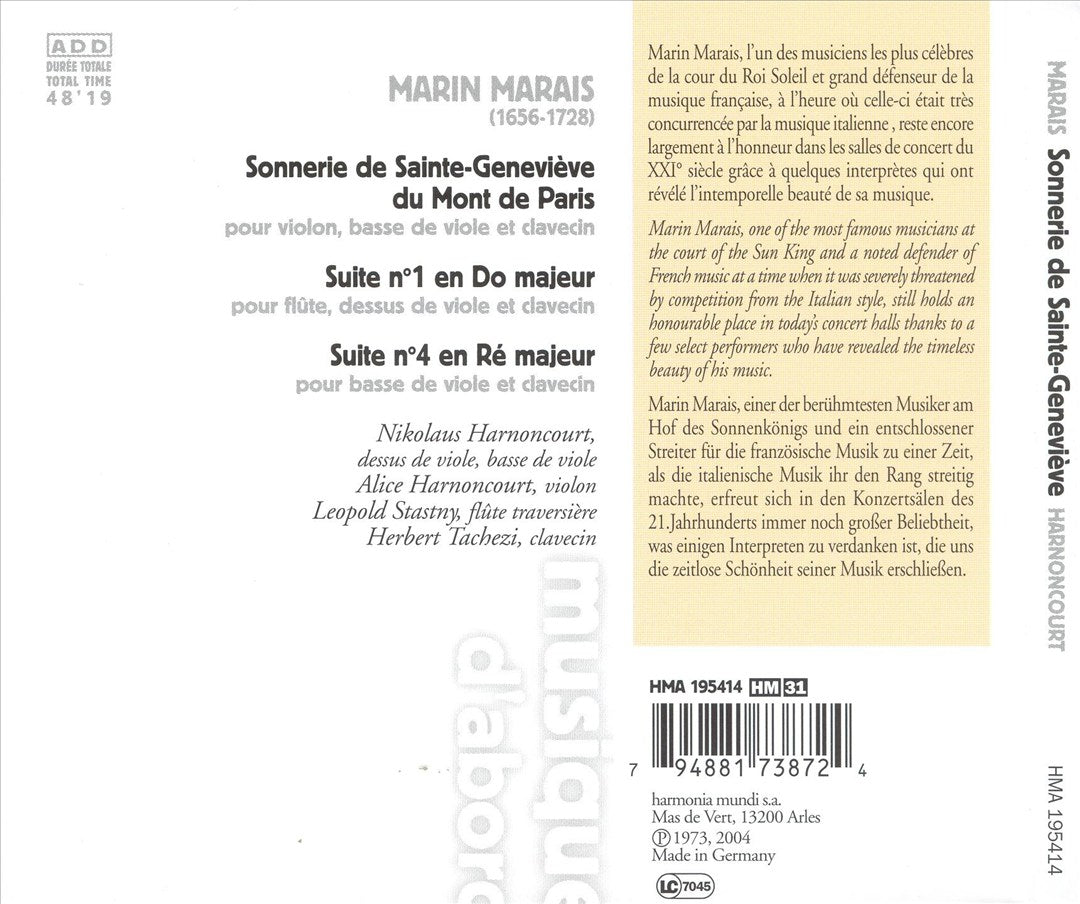 Marin Marais: Sonnerie de Sainte-Geneviève du Mont (Suites pour violes) cover art