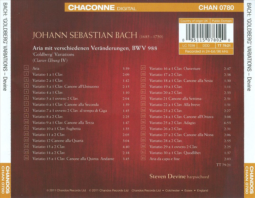 Bach: Goldberg Variations cover art