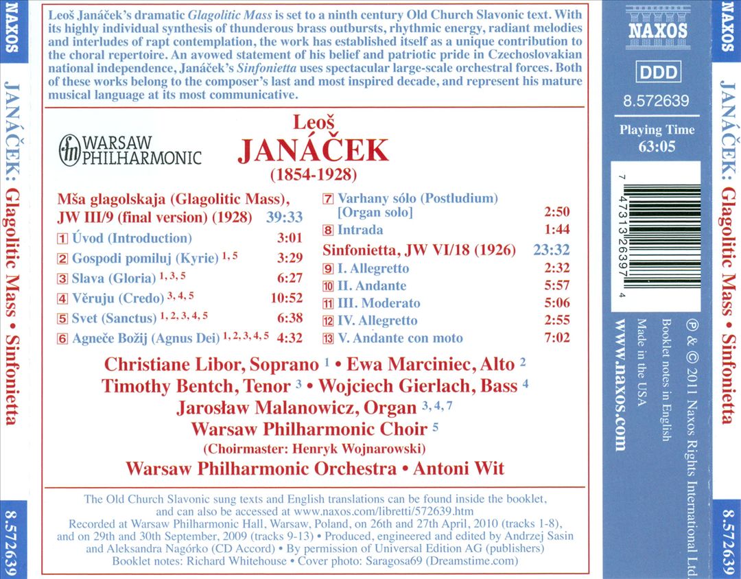 Janácek: Glagolitic Mass; Sinfonietta cover art