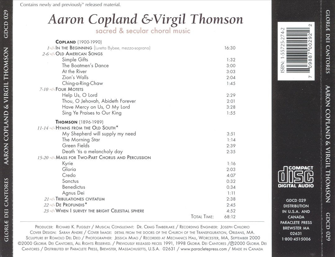 Aaron Copland & Virgil Thomson: Sacred & Secular Choral Music cover art