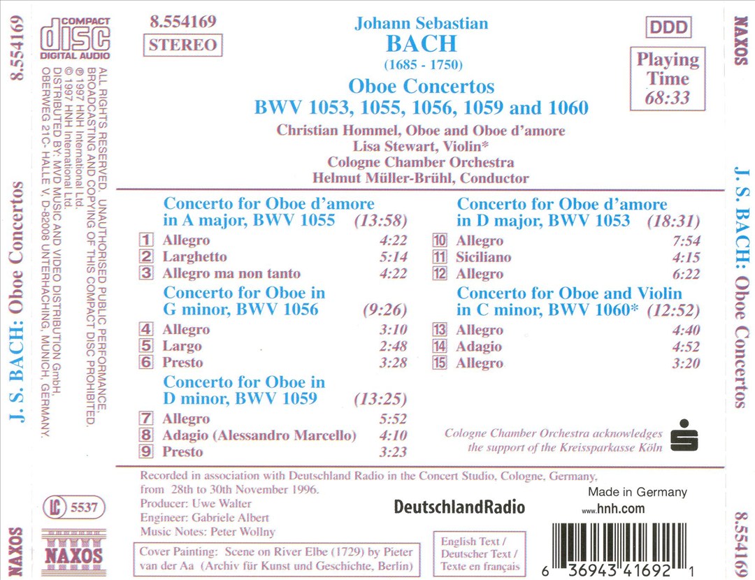 Bach: Oboe Concertos cover art