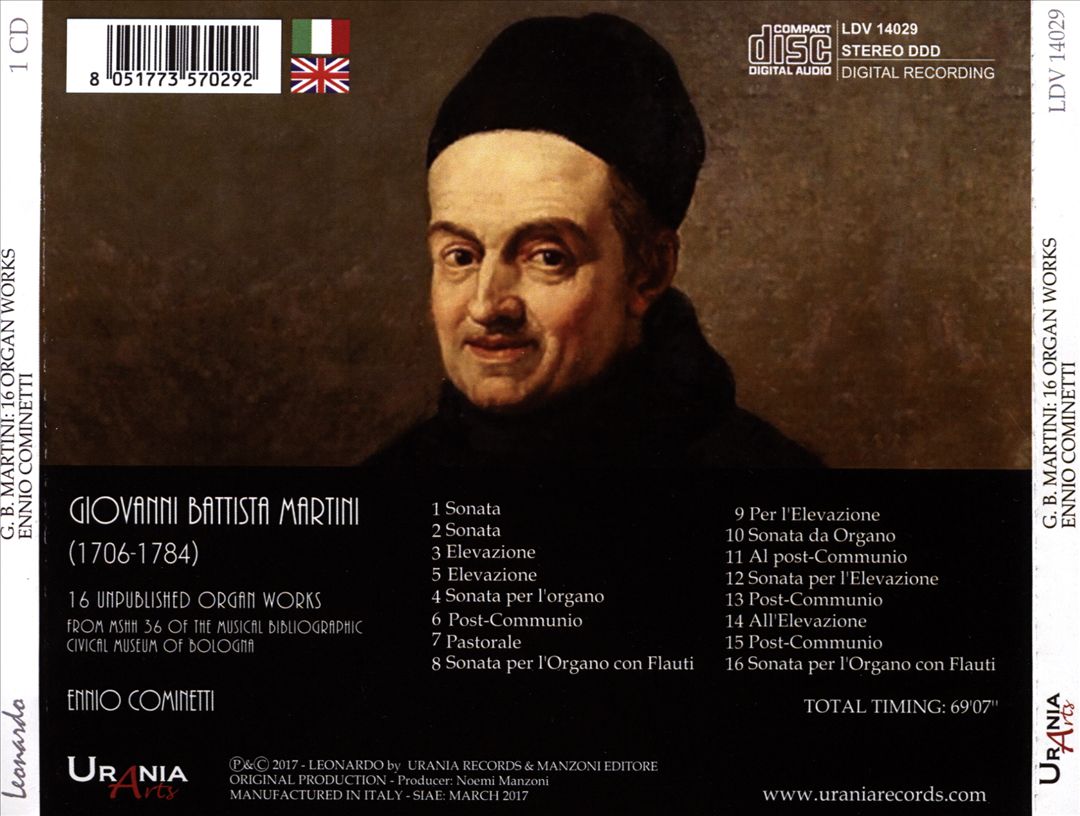 Giovanni Battista Martini: 16 Unpublished Organ Works cover art