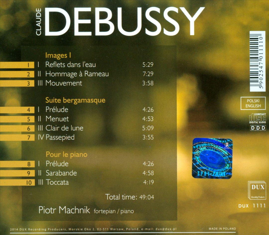 Debussy: Images I; Suite Bergamasque; Pour le Piano cover art