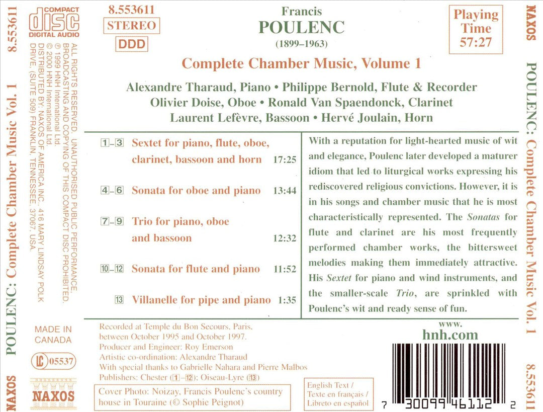 Poulenc: Complete Chamber Music, Vol. 1 cover art