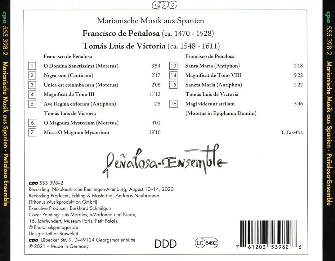 Tomás Luis de Victoria: Missa O Magnum Mysterium; Francisco de Peñalosa: Magnificat; Motets cover art