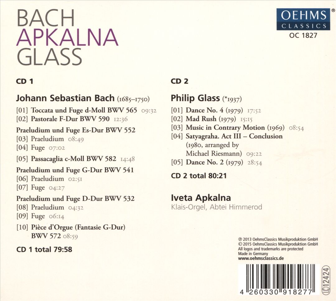 Bach, Glass cover art