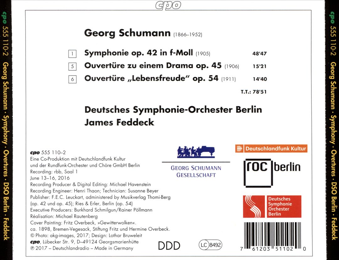 Georg Schumann: Symphony, Op. 42; Overtures cover art