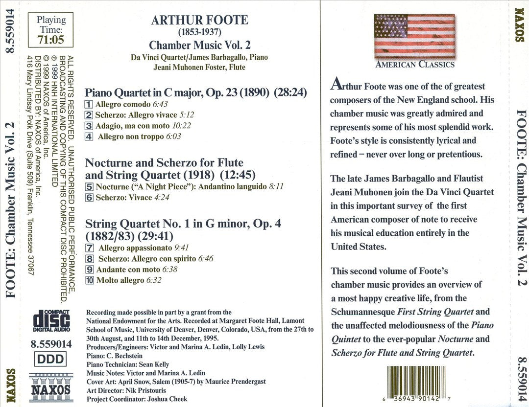 Arthur Foote: Piano Quartet; String Quartet No. 1; Nocturne and Scherzo cover art