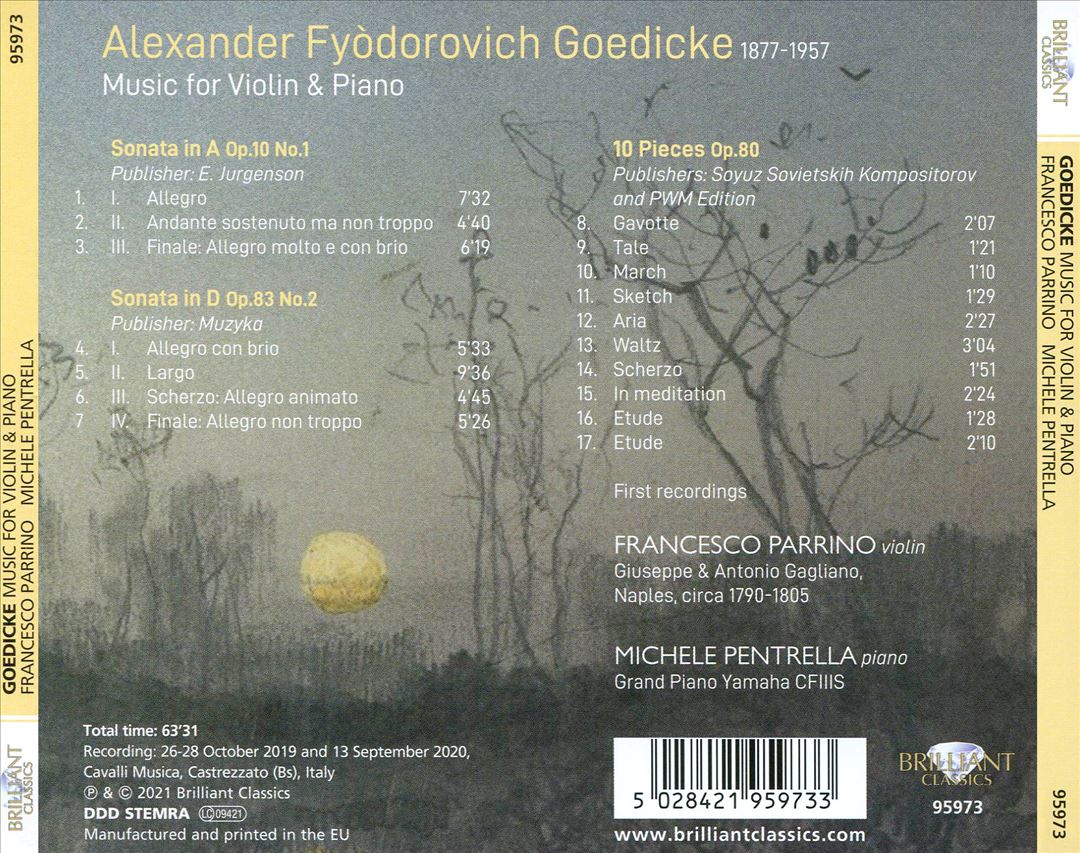 Goedicke: Music for Violin & Piano cover art