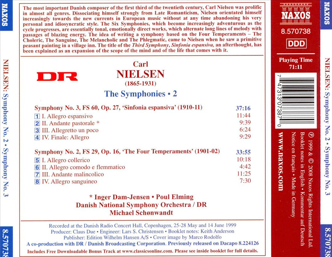 Carl Nielsen: Symphonies Nos. 2 "The Four Temperaments" & 3 "Sinfonia espansiva" cover art