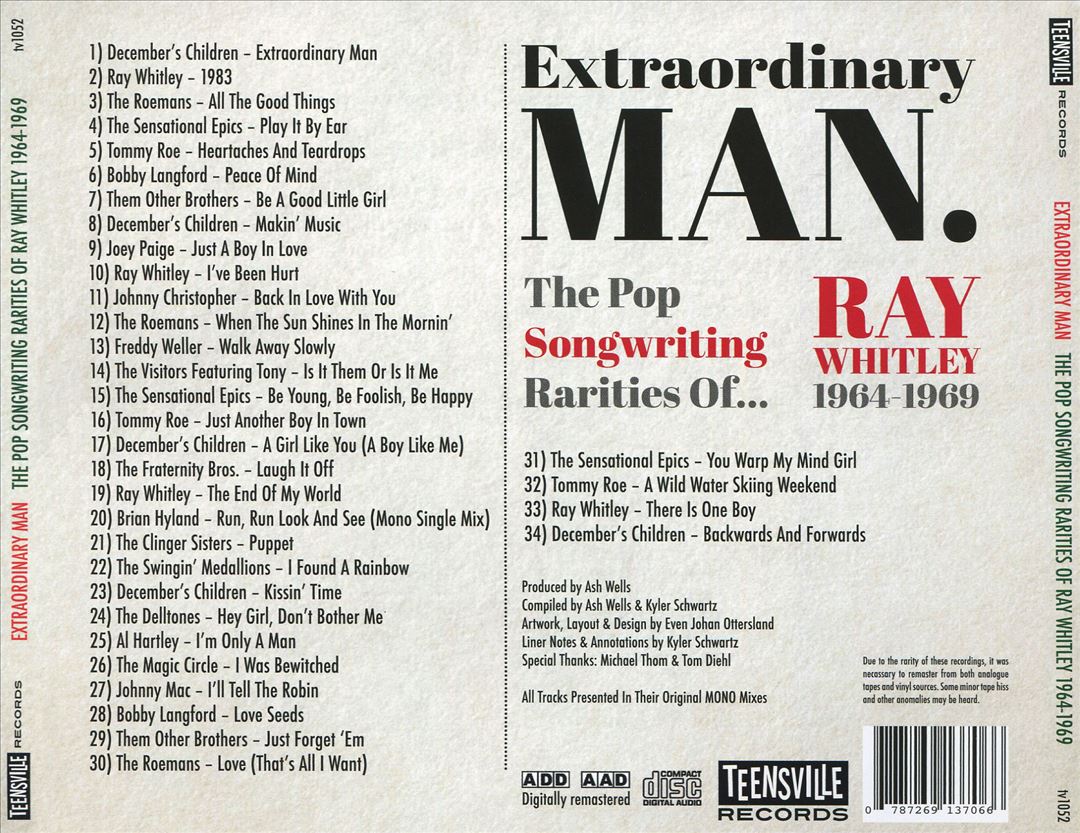 Extraordinary Man: The Pop Songwriting Rarities of Ray Whitley 1964-1969 cover art