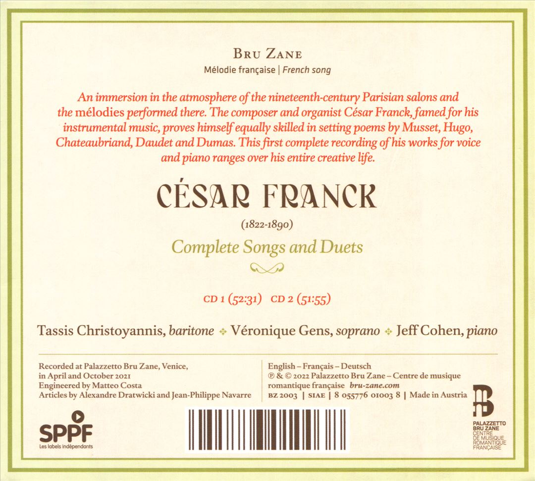 César Franck: Complete Songs and Duets cover art