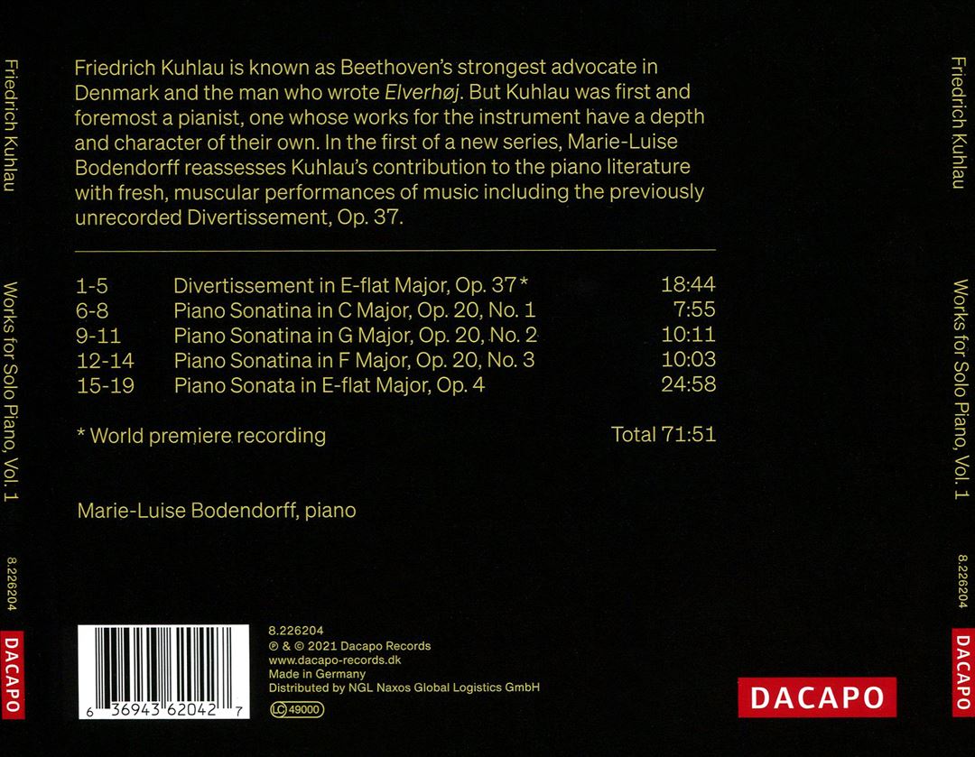 Friedrich Kuhlau: Works for Solo Piano, Vol. 1 cover art