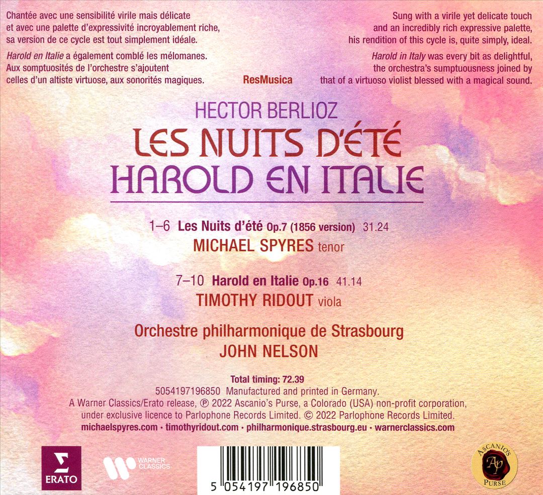 Berlioz: Les Nuits d'Été; Harold en Italie cover art