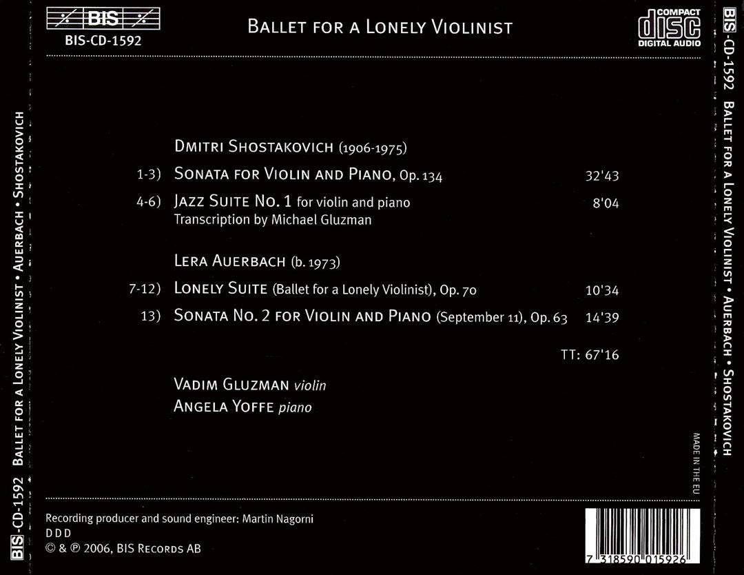 Ballet for a Lonely Violinist: Music for violin & piano by Auerbach & Shostakovich cover art