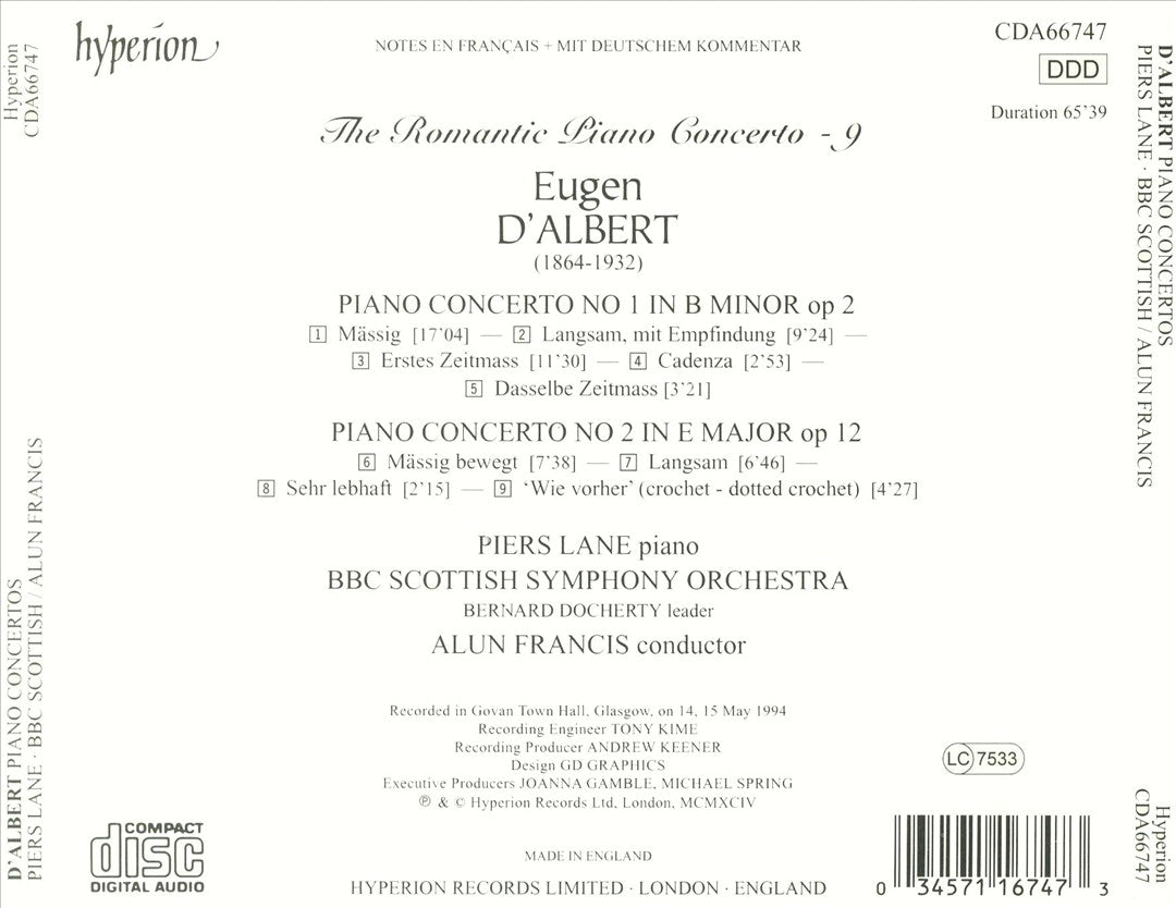 d'Albert: Piano Concertos cover art