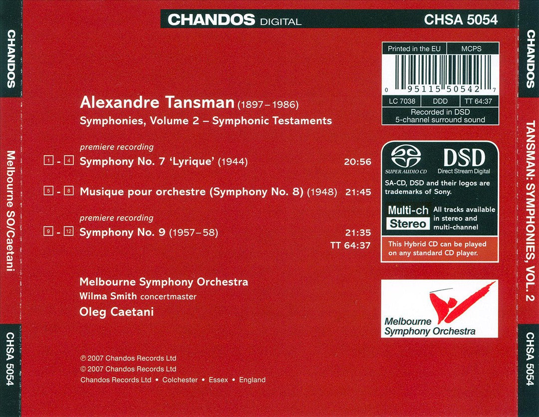 Alexandre Tansman: Symphonies, Vol. 2 cover art
