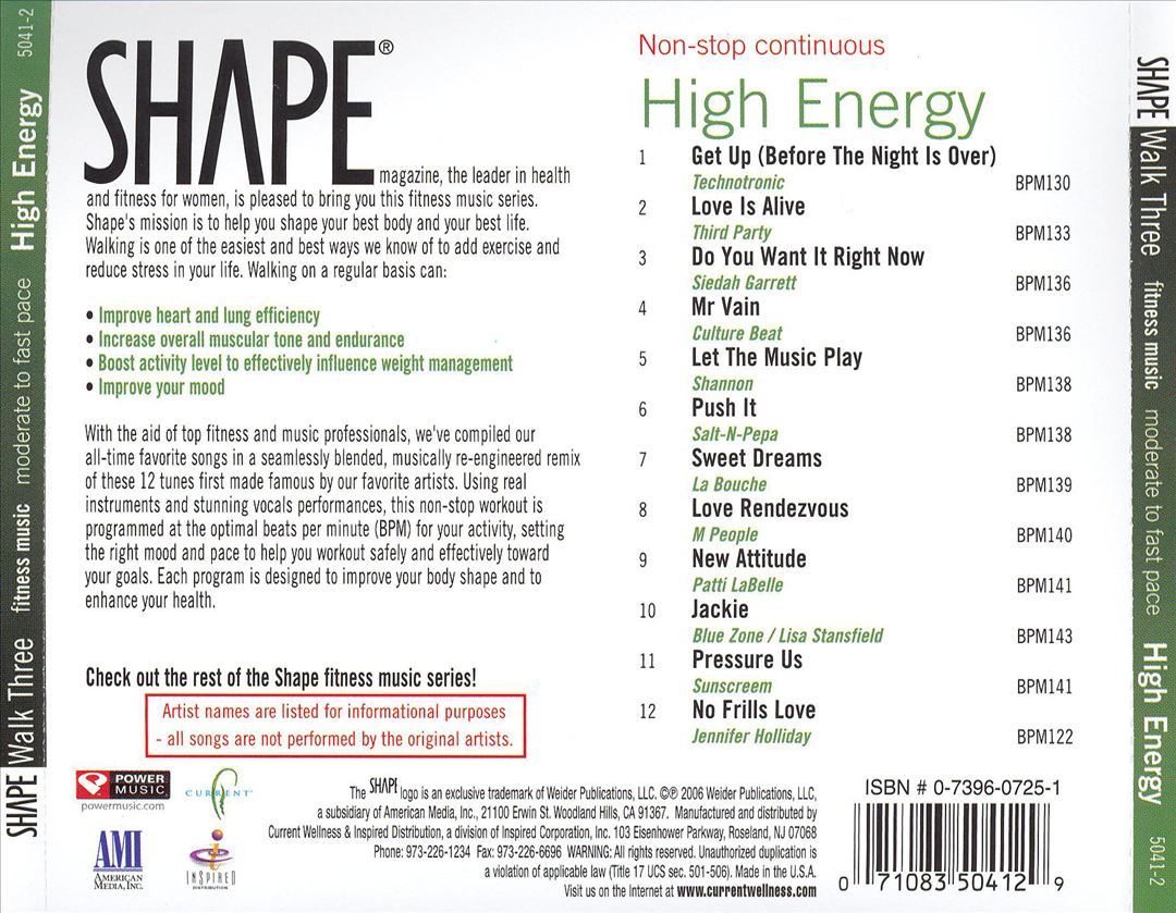 Shape Fitness Music: Walk, Vol. 3: High Energy cover art