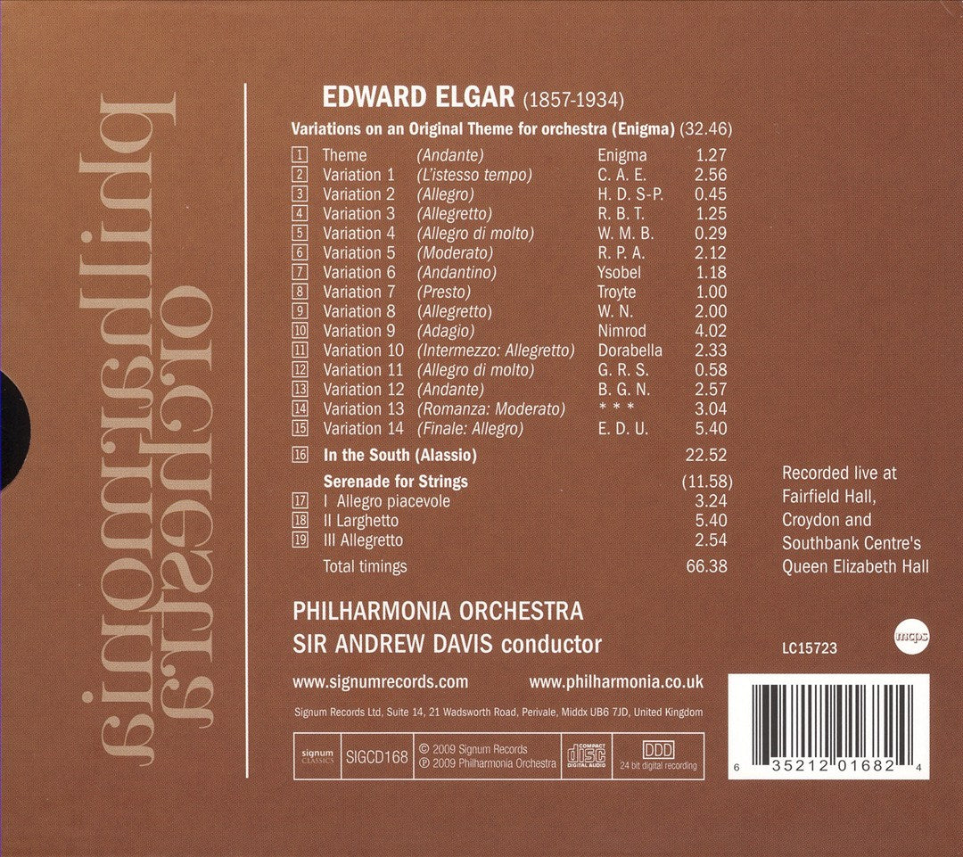 Elgar: Enigma Variations; In the South; Serenade for Strings cover art