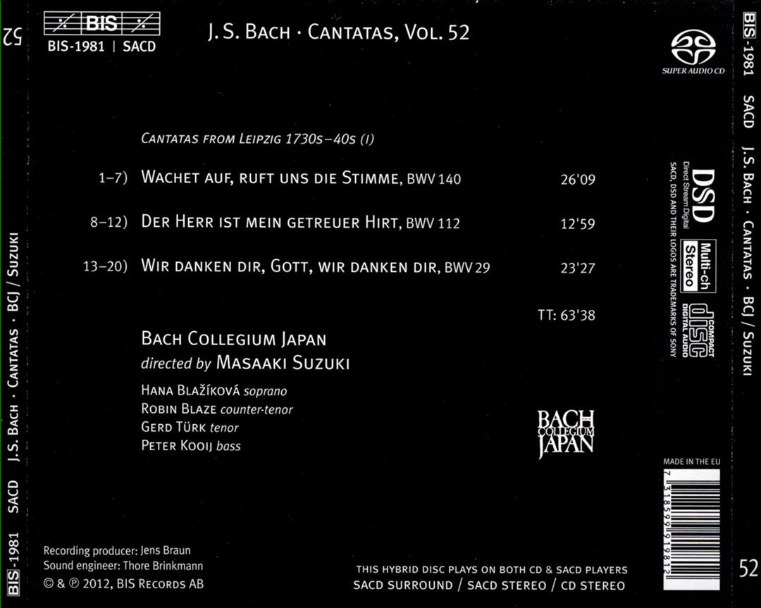 Bach: Cantatas, Vol. 52 - Wachet auf, ruft uns die Stimme cover art