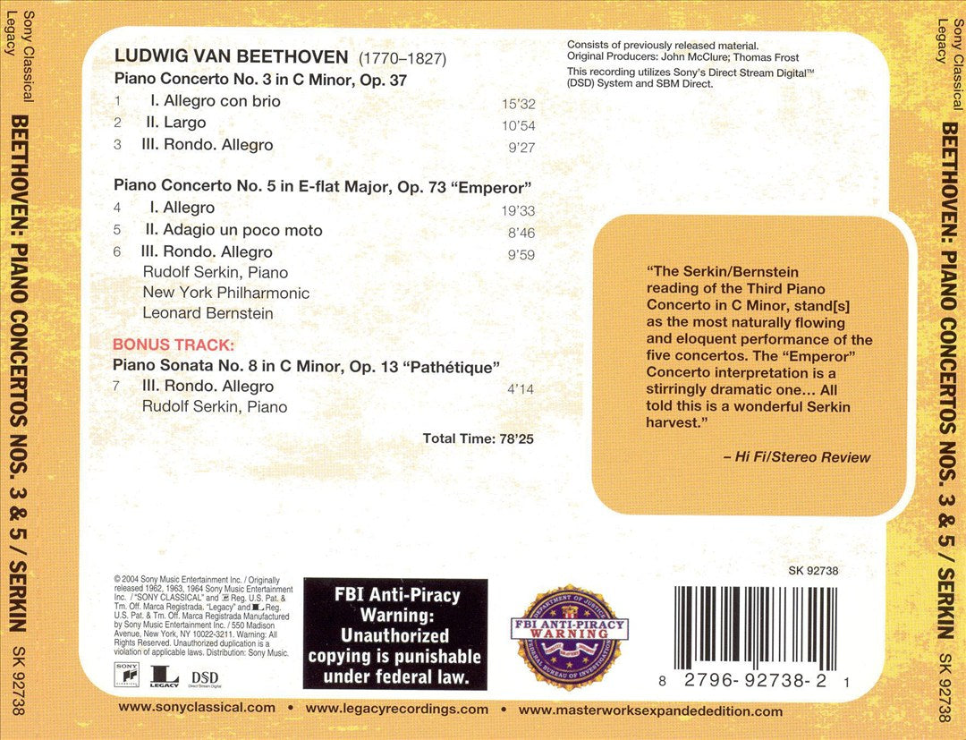 Beethoven: Piano Concertos Nos. 3 & 5 "Emperor" cover art