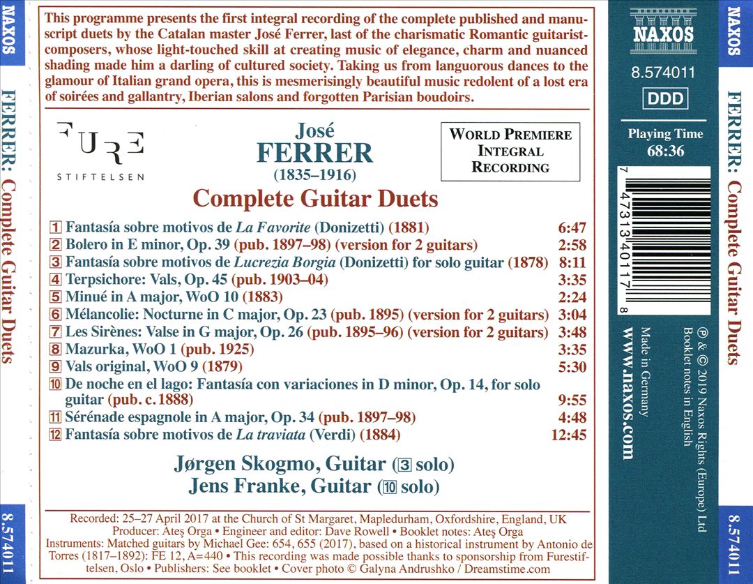 José Ferrer: Complete Guitar Duets cover art