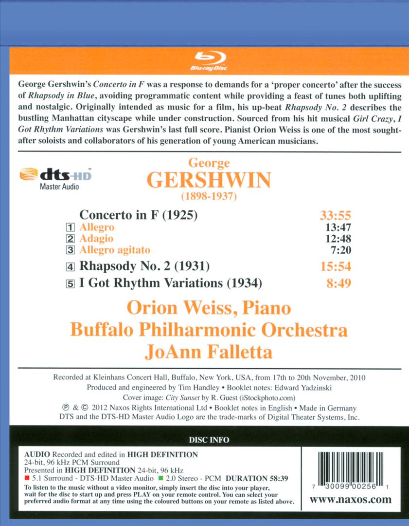 GERSHWIN: Concerto in F cover art