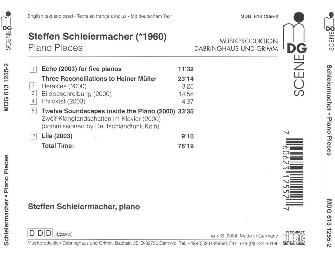 Schleiermacher: Piano Pieces cover art