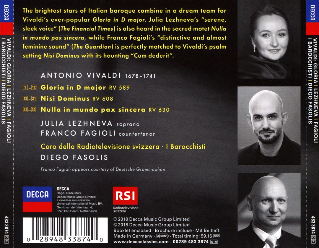 Vivaldi: Gloria; Nisi Dominus; Nulla in Mundo Pax Sincera cover art