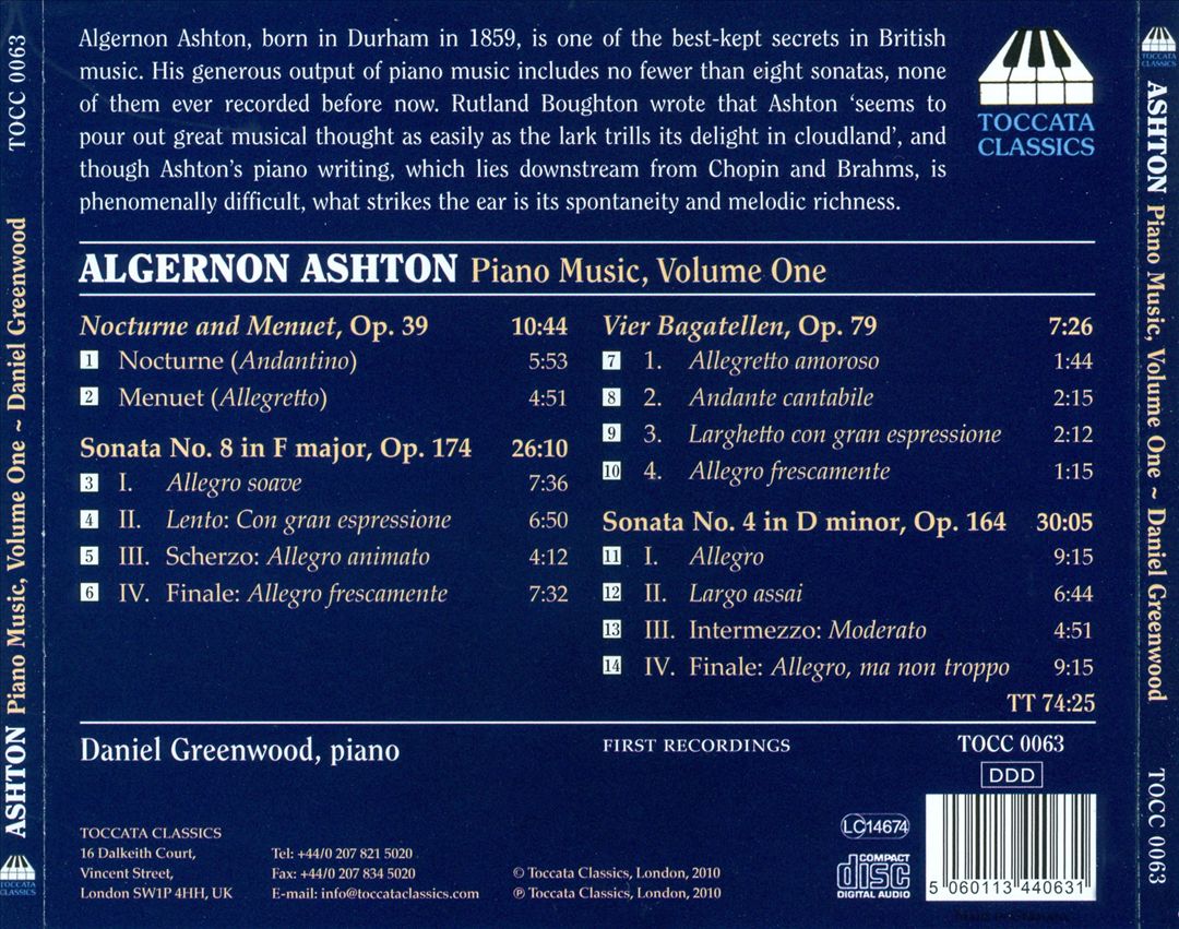 Algernon Ashton: Piano Music, Vol. 1 cover art