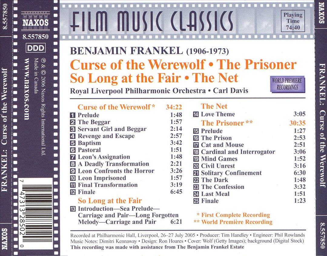 Benjamin Frankel: Curse of the Werewolf and Other Film Music cover art