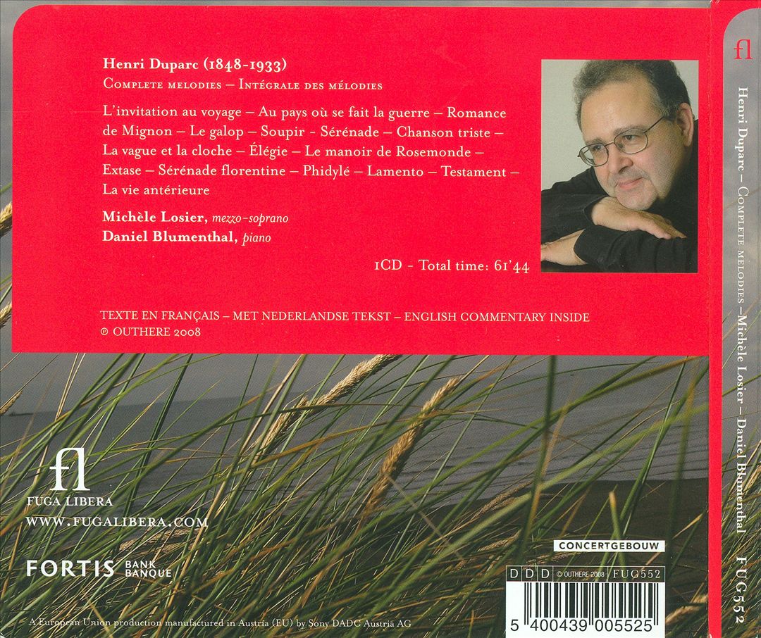 Henri Duparc: Complete Melodies cover art