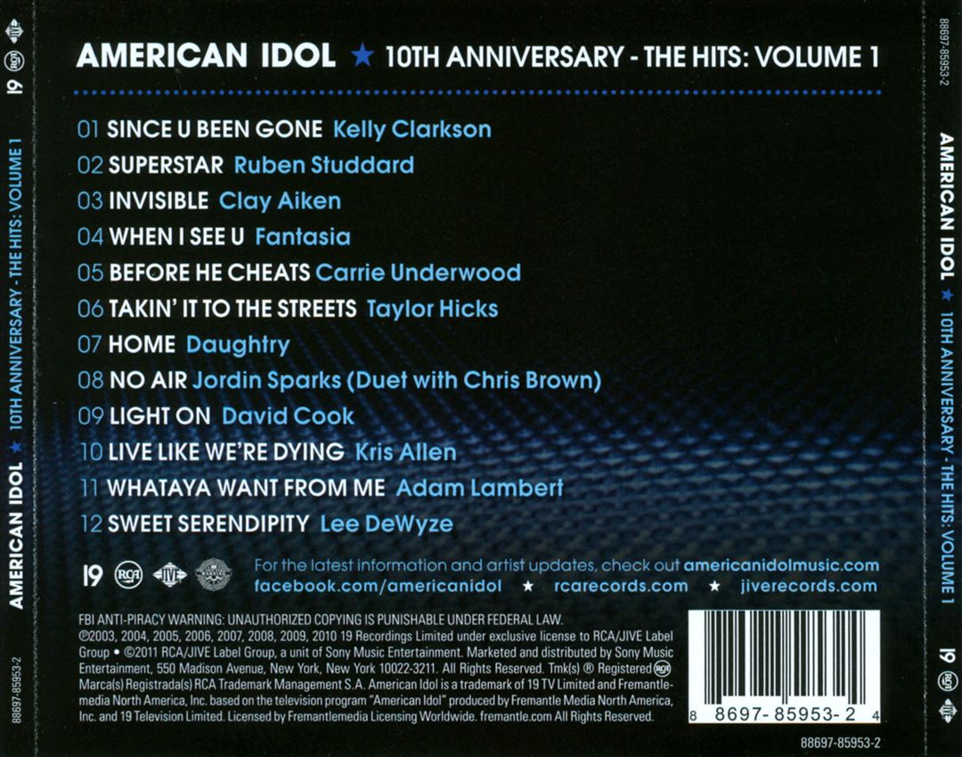 American Idol: 10th Anniversary: The Hits, Vol. 1 cover art