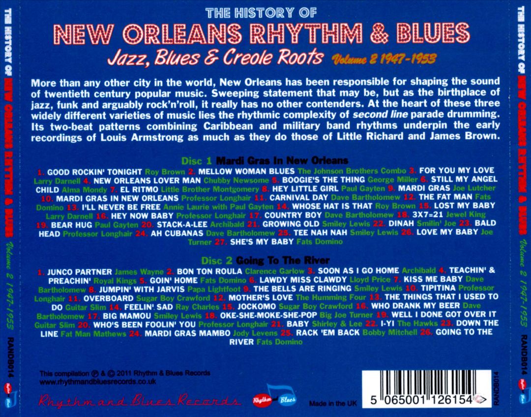 History of New Orleans Rhythm & Blues, Vol. 2: Jazz, Blues & Creole Roots 1923-1953 cover art