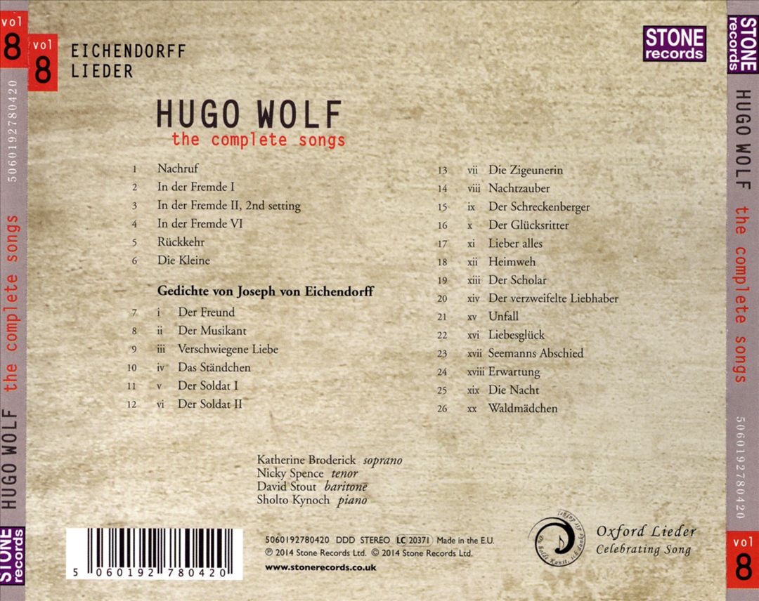 Hugo Wolf: The Complete Songs, Vol. 8 cover art