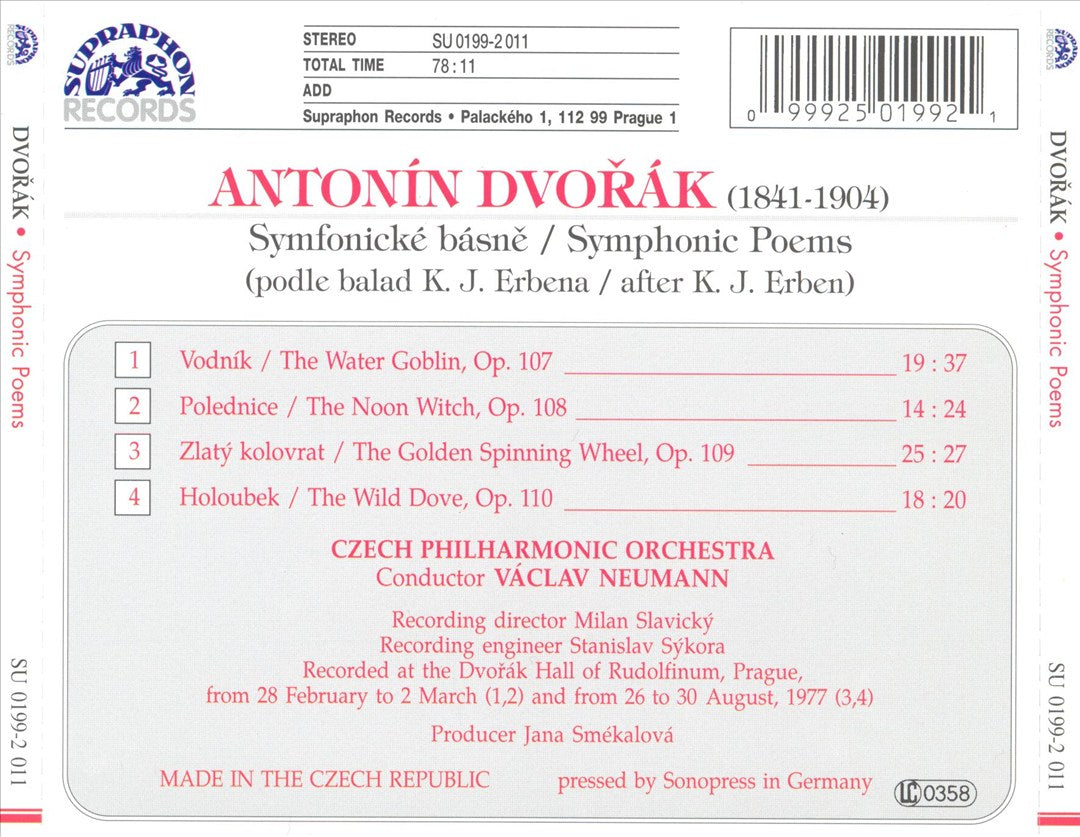 Dvorák: Symphonic Poems cover art