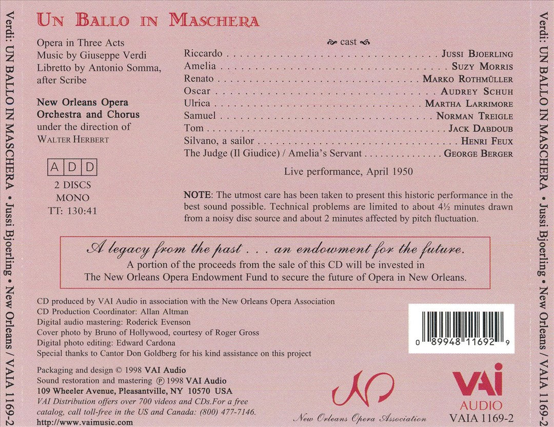 Verdi: Un Ballo in Maschera cover art