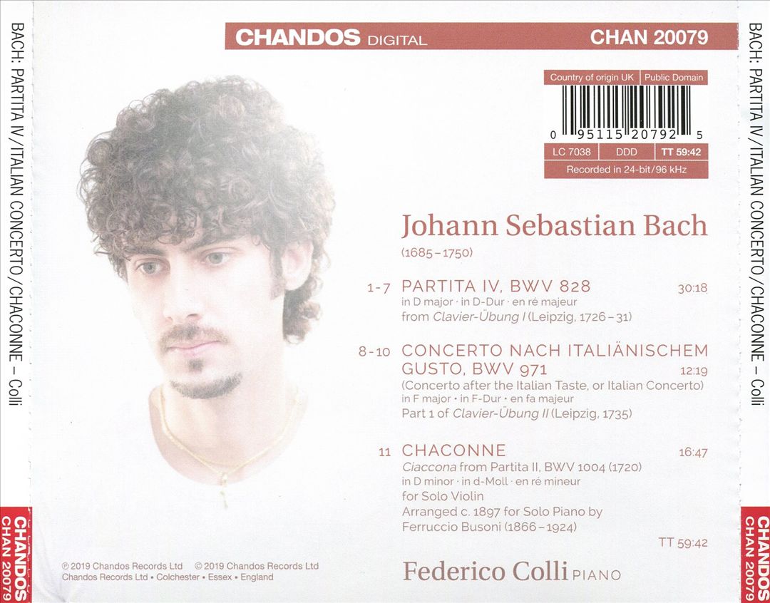 J.S. Bach: Italian Concerto; Partita IV; J.S. Bach/Busoni: Chaconne cover art