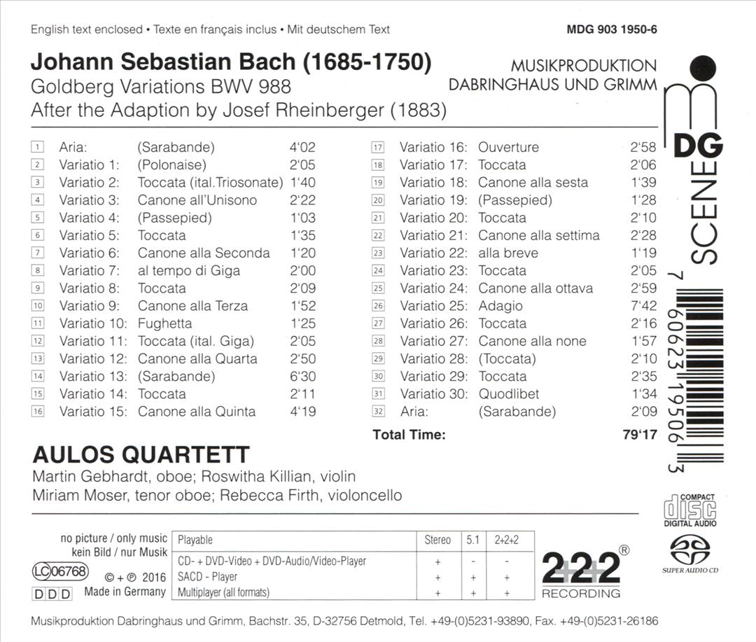 Bach: Goldberg Variations BWV 988 cover art