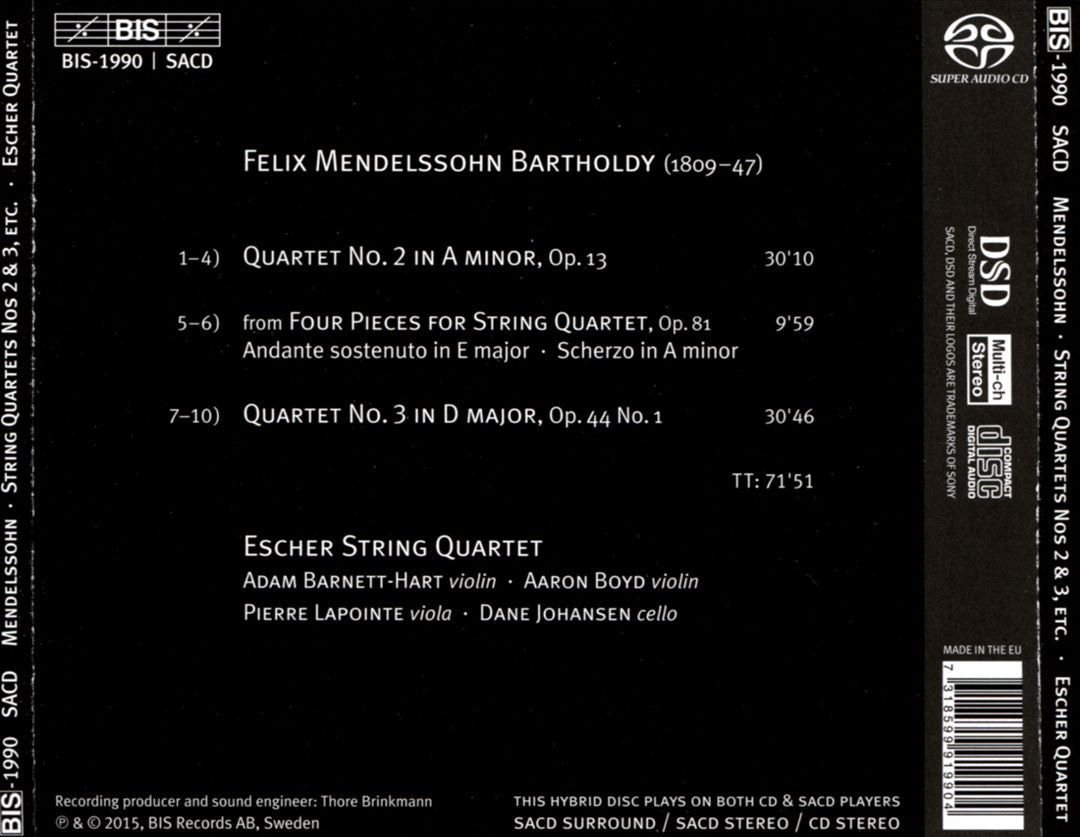 Mendelssohn: String Quartets Nos 2 & 3 cover art