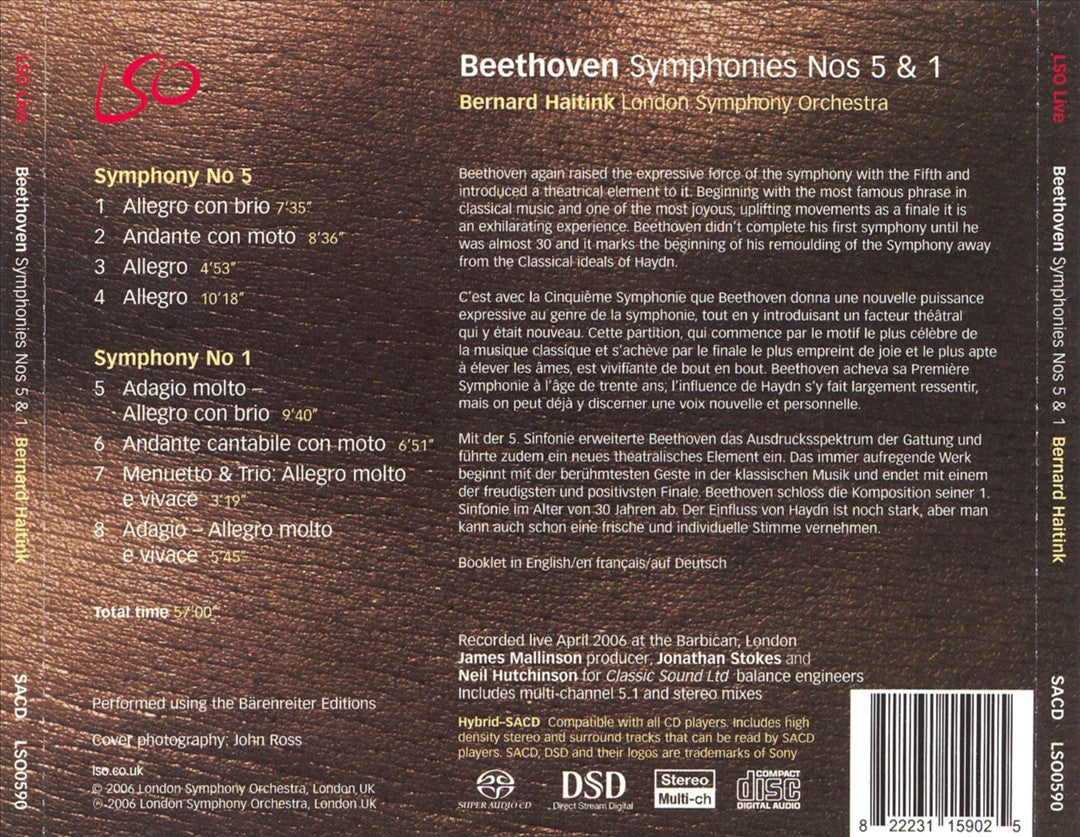 Beethoven: Symphony No. 1 & 5 cover art