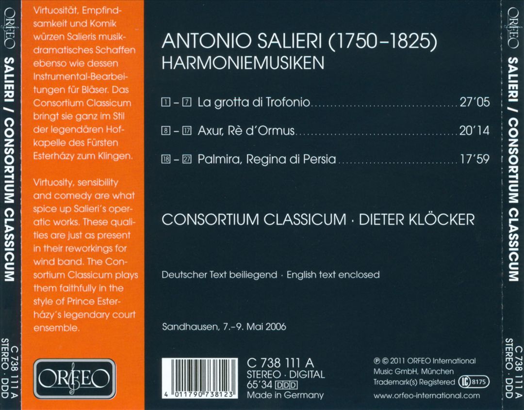 Salieri: Harmoniemusiken cover art