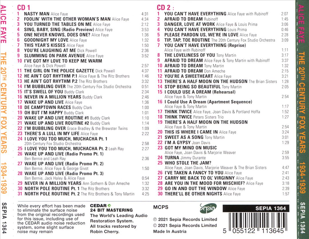 20th Century Fox Years, Vol. 1: 1934-1939 cover art