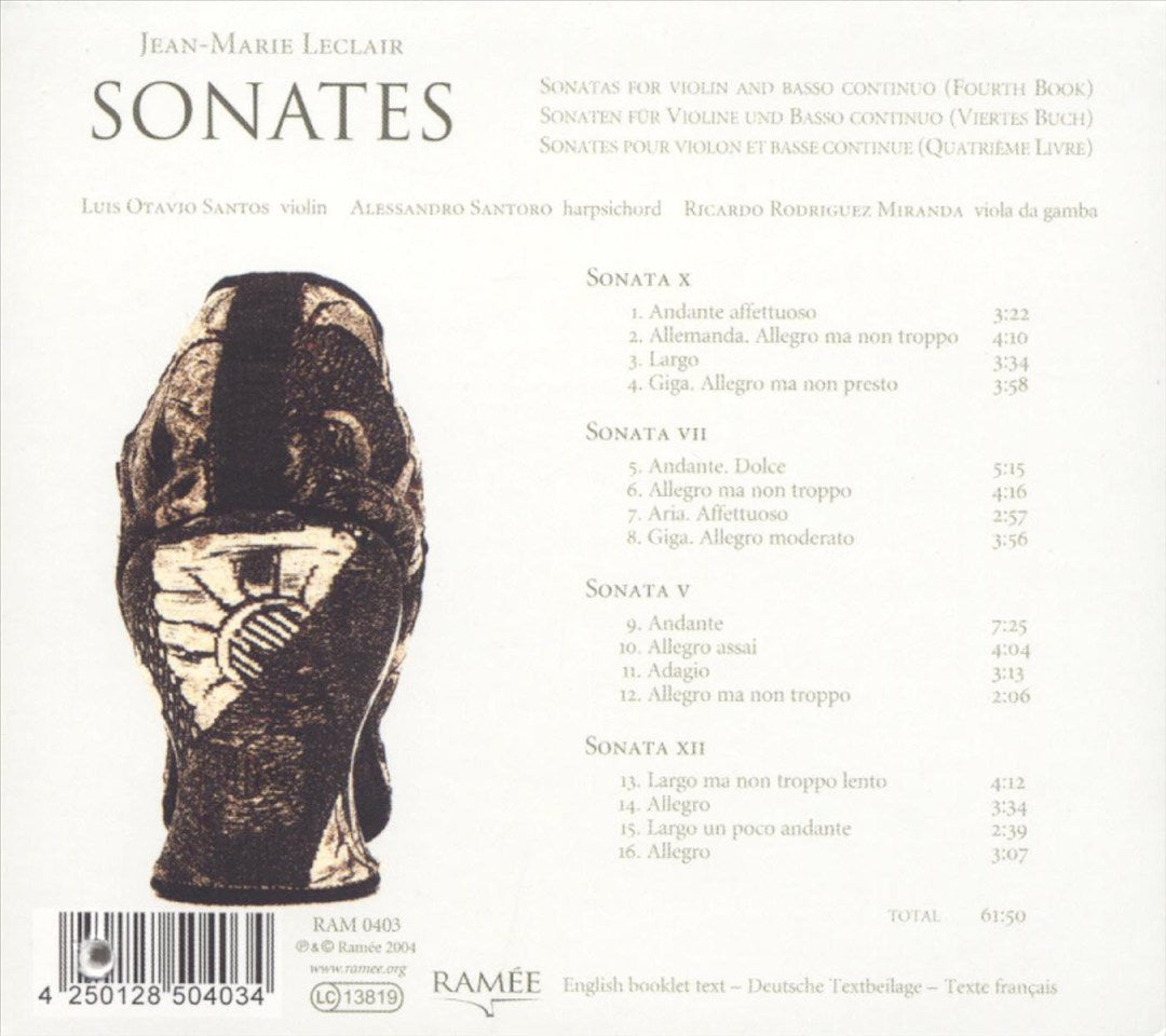 Jean-Marie Leclair: Sonatas à Violon Seul avec la Basse Continue cover art