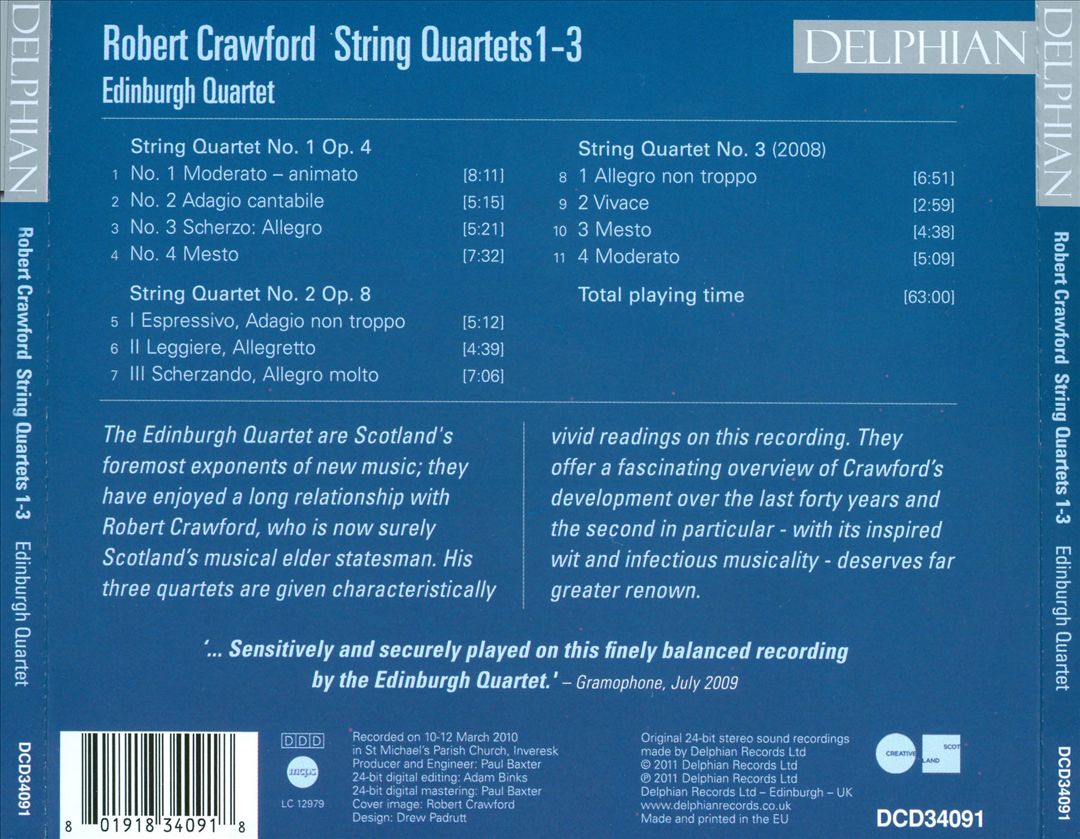 Robert Crawford: String Quartets 1-3 cover art